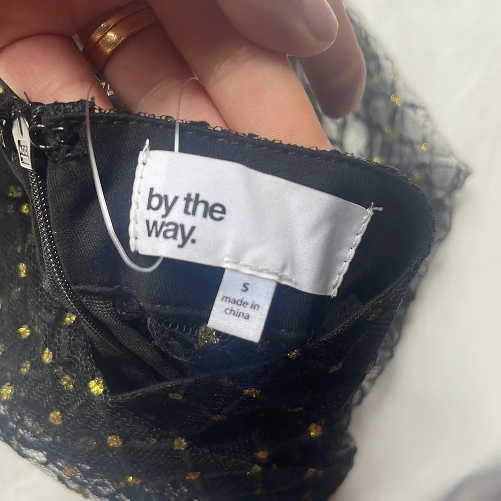 NWOT by the way Callie Dotted Mesh Bodysuit in gold multi size small